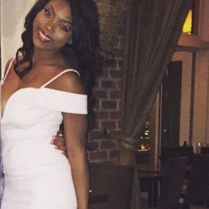 Light pink off the shoulder dress